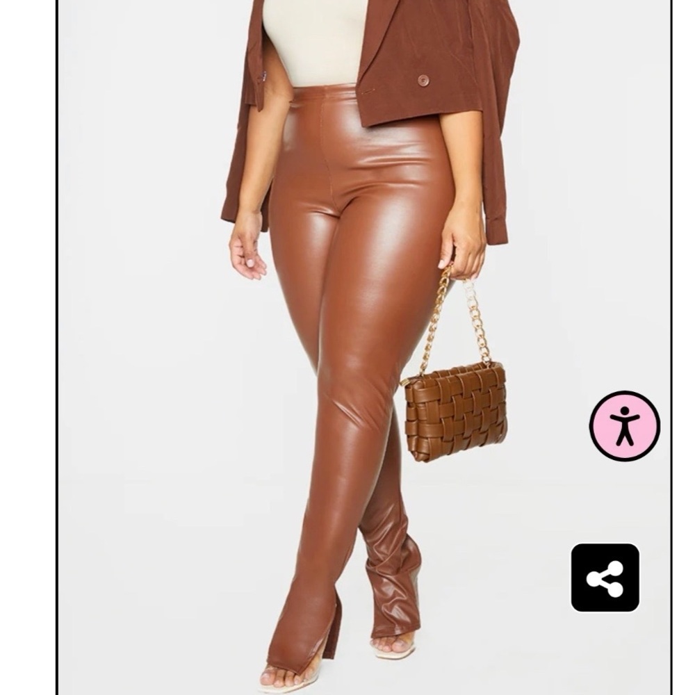 Plus tan Pu split hem pants